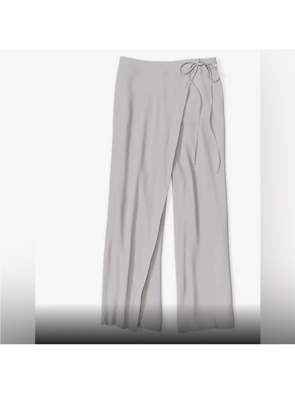 Eileen fisher silk Tie-Waist Wrap Wide-Leg Pants - Light Gray